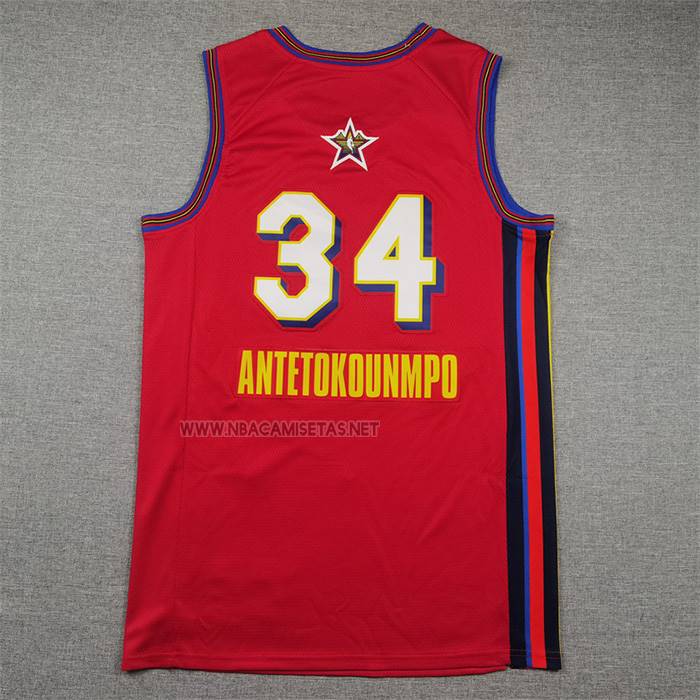 Camiseta All Star 2025 Milwaukee Bucks Giannis Antetokounmpo NO 34 Rojo